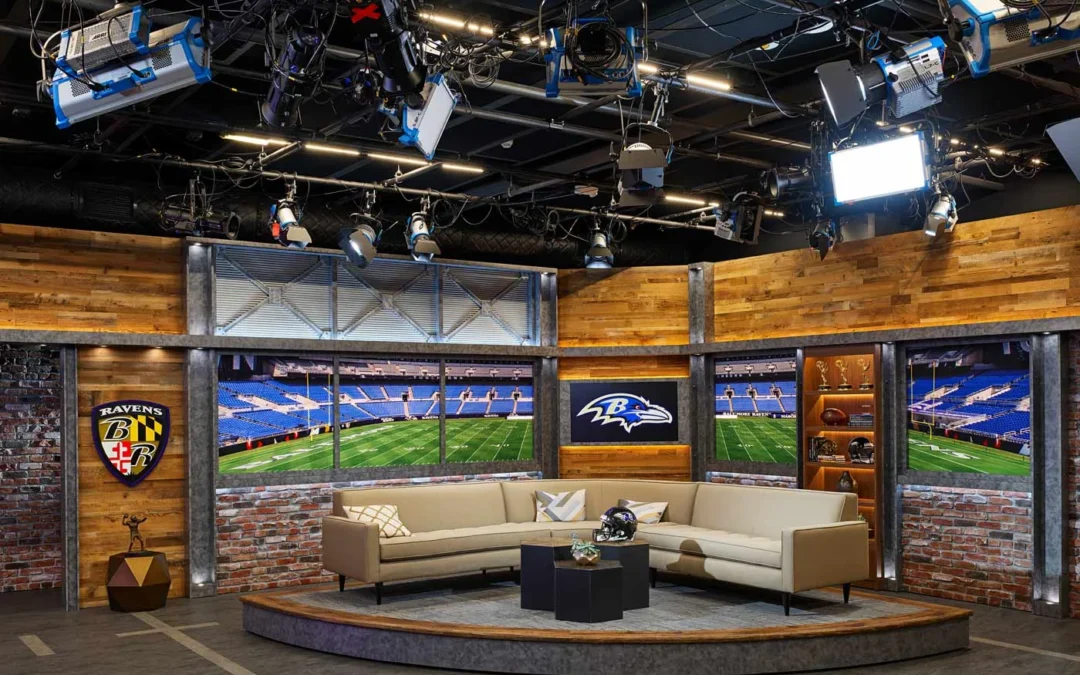 Baltimore Ravens studio reclaimed wood wall